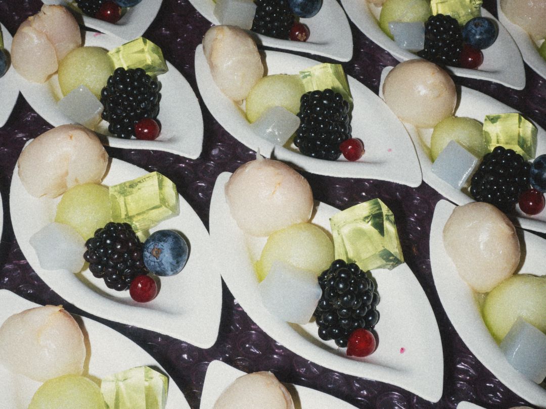 Lychee, melon and berry boats